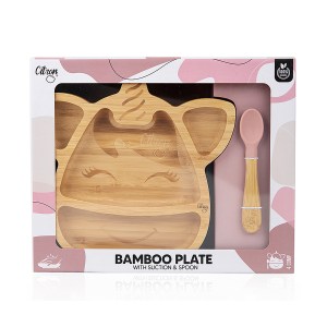 Z1033 - Bamboo Plate with Suction- Unicorn - Blush Pink - Extra 2
